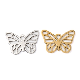 201 Stainless Steel Pendants, Hollow, Butterfly Charm