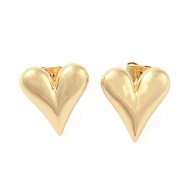 Rack Plating Brass Stud Earrings for Women, Cadmium Free & Lead Free, Long-Lasting Plated, Heart