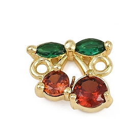 Звенья из латуни с зеленым и красным кубическим цирконием, вишня, без кадмия и без свинца, стойки покрытие