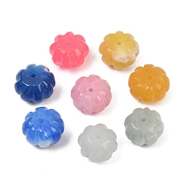 Perles sculptées en jade naturel teint du Myanmar et en jade birman, citrouille