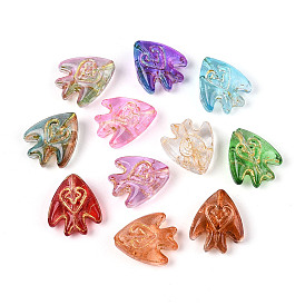 Прозрачные стеклянные бусины для выпечки, рыба, золотой металл обвитыми