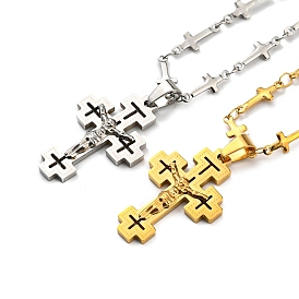 304 colliers avec pendentif en acier inoxydable pour femmes et hommes, traverser avec le modèle de Jésus