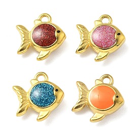 304 подвески из нержавеющей стали с блестящей эмалью, очарование рыбы, ионное покрытие (ip), реальный 18 k позолоченный