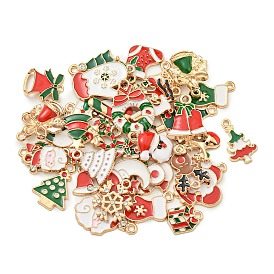 Alloy Christmas Series Enamel Pendants, Mixed Shape, Golden