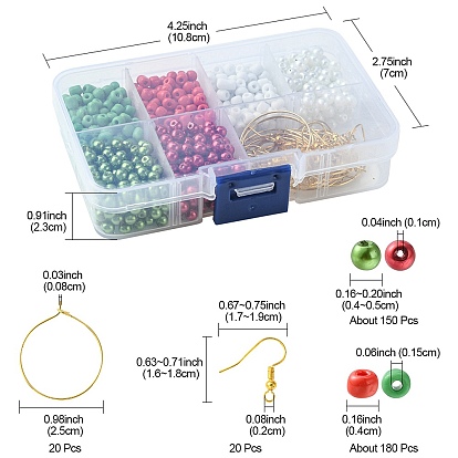DIY Christmas Theme Earring Making Kit, Including Seed & Glass Imitation Pearl Beads, Brass Wine Glass Charm Rings & Earring Hooks