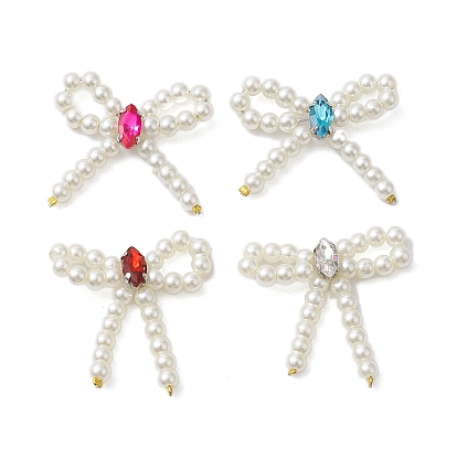 Пластиковые подвески из жемчужных бусин, с облицовкой стойки латунные петли микропаве фианит, долговечный, без свинца и без кадмия, бантом