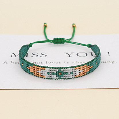 Handmade Miyuki Glass Bead Woven Evil Eye Bracelet with Turkish Charm