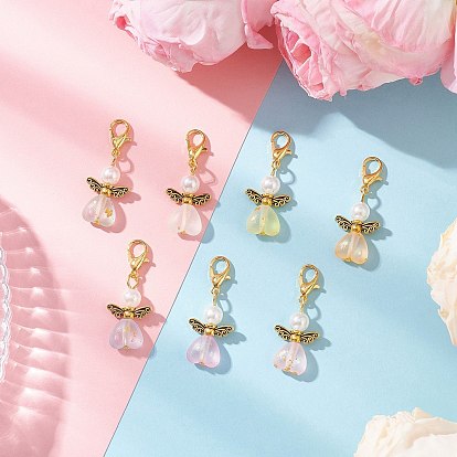 Акриловые подвесные украшения, ангел в форме сердца, с цинковым сплавом застежками омаров коготь