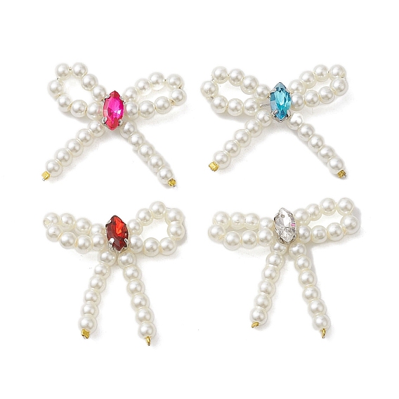 Пластиковые подвески из жемчужных бусин, с облицовкой стойки латунные петли микропаве фианит, долговечный, без свинца и без кадмия, бантом