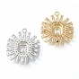 Brass Clear Cubic Zirconia Pendants, Long-Lasting Plated, Sun