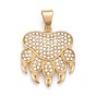 304 Stainless Steel Pendants, with Crystal Rhinestone, Bear Claw Print