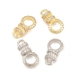 Dijes de conector de zirconia cúbica micro pavé de latón, rondo, sin plomo y cadmio, chapado en rack, larga duración plateado