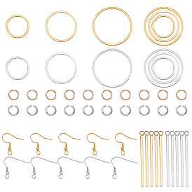 Ring & Bar Drop Earring DIY Making Kit, Include 304 Stainless Steel Linking Rings & Jump Rings & Earring Hooks