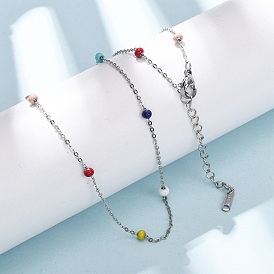 304 Женские ожерелья-цепочки из бусин-рондель из нержавеющей стали с эмалированным покрытием, красочный