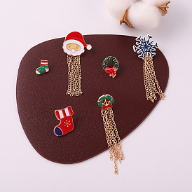 Christmas-themed Enamel Pin Set with Santa, Tree & Snowflake Designs