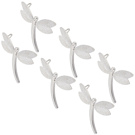 6Accesorios para collar de libélula de moda 304Colgantes texturizados de acero inoxidable, con diamante de imitación
