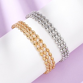 304 многорядные браслеты из бусин из нержавеющей стали, браслеты из овальных звеньев для женщин