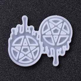 Moules en silicone pendentif bricolage thème halloween, pour création de la boucle d'oreille , moules de résine, pour la résine UV, fabrication de bijoux en résine époxy, rond plat saignant avec motif en étoile