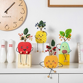 Artificial Plants Display Decorations, with Wooden Fruit or Vegetable Character Shape Holder