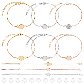 Наборы для изготовления браслетов своими руками, включают 12шт 304 браслеты из нержавеющей стали с цепями, с 12 стеклянными кабошонами