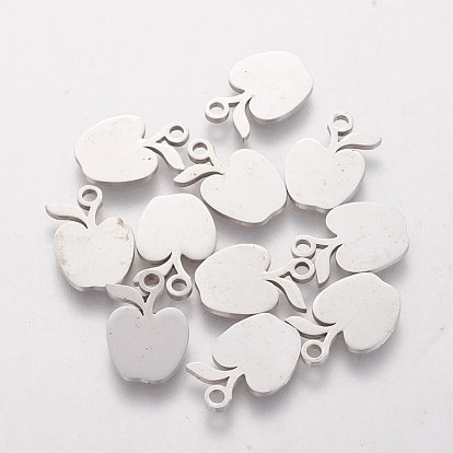 304 Stainless Steel Charms, Laser Cut, Apple