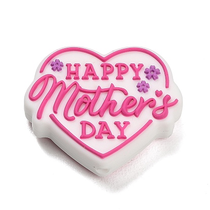Силиконовые бусины на день матери, сердце со словом счастливый день матери