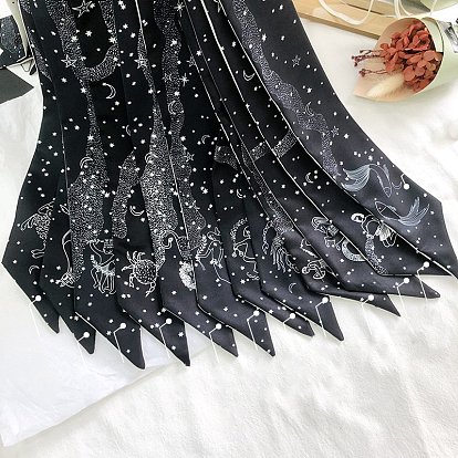 Skinny Polyester Headbands, Constellation Theme Ribbon Scarf, Fashionable Neckerchief, for Women, Girls