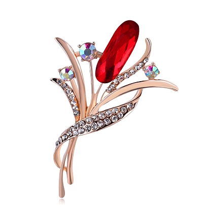 Alloy Brooch, with Rhinestone, Flower