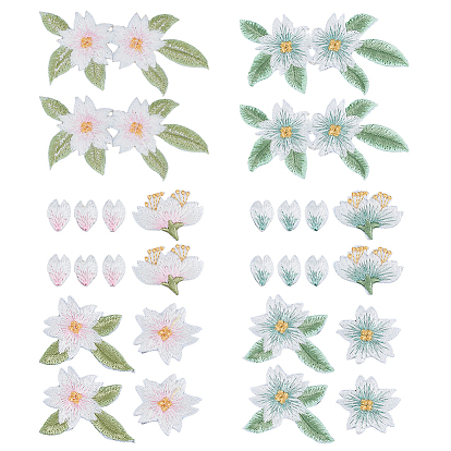 35 шт. 14 стили полиэстеровые нашивки на одежду, цветок