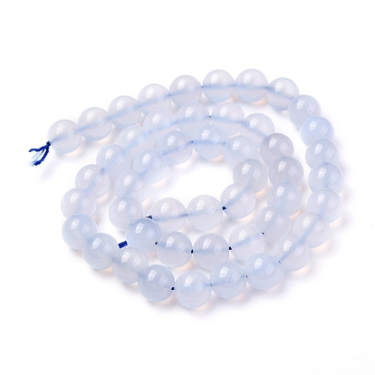 Grade A Natural Blue Agate Beads Strands, Round