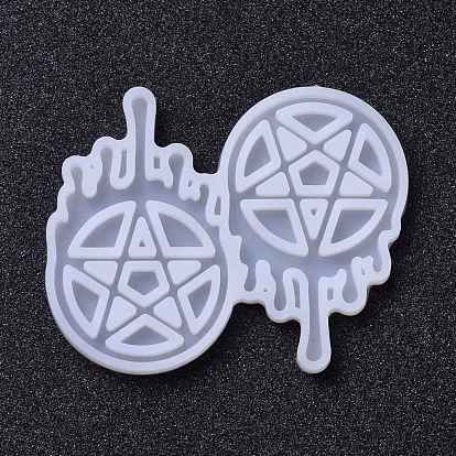 Moules en silicone pendentif bricolage thème halloween, pour création de la boucle d'oreille , moules de résine, pour la résine UV, fabrication de bijoux en résine époxy, rond plat saignant avec motif en étoile