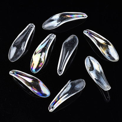 Transparent Acrylic Pendants, AB Color, Leaf