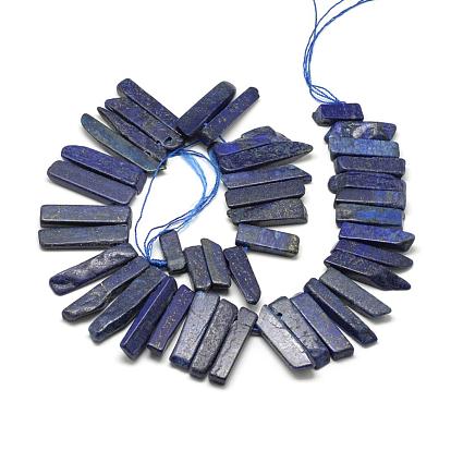 Natural Lapis Lazuli Beads Strands, Top Drilled Beads, Dyed, Rectangle