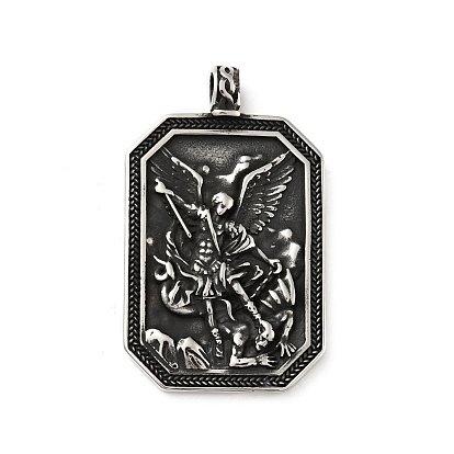 304 Stainless Steel Big Pendants, Archangel Michael Medallion