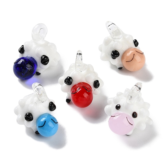 Handmade Lampwork Pendants, Sheep