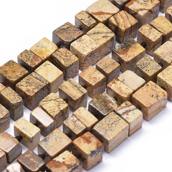 Естественного изображения яшмы бисер нитей, кубоид