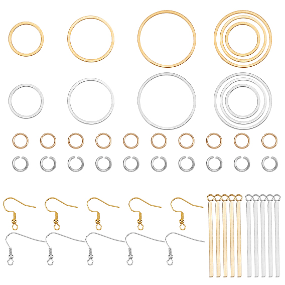 Ring & Bar Drop Earring DIY Making Kit, Include 304 Stainless Steel Linking Rings & Jump Rings & Earring Hooks
