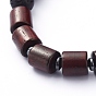 Stretch Bracelets, with Natural Gemstone Beads, Natural Wood Beads and Non-Magnetic Synthetic Hematite Beads