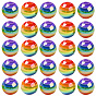 40Pcs Pride UV Plating Rainbow Iridescent Acrylic European Beads, Large Hole Beads, Round