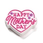 Mother's Day Silicone Beads, Heart with Word Happy Mother's Day