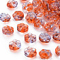 Two Tone Transparent Baking Paint Glass Beads, Paw Print