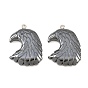 Немагнитные гематитовые подвески, класс А, с железной фурнитурой, орел / сокол очарование, 34x25x3 мм, отверстие : 2 мм
