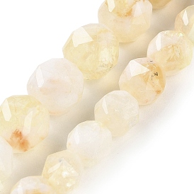Natural Citrine Beads Strands, Star Cut Round Beads