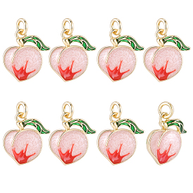 8шт. латунные эмалированные персиковые подвески, стойки покрытие, долговечный, без кадмия и без свинца, с целью перехода в кольце