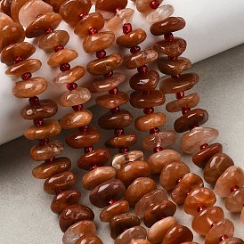 Нити бусин из натурального красного меха кролика с рутиловым кварцем, самородки, с бисером, класс А