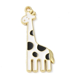 Alloy Enamel Pendants, Long-Lasting Plated, Golden, Giraffe Charm