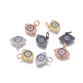 Brass Micro Pave Cubic Zirconia Charms, Eyes