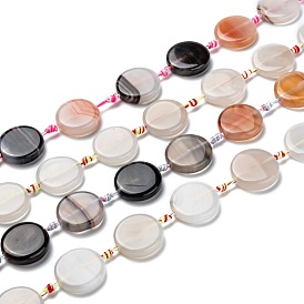 Natural Agate Beads Strands, Flat Round