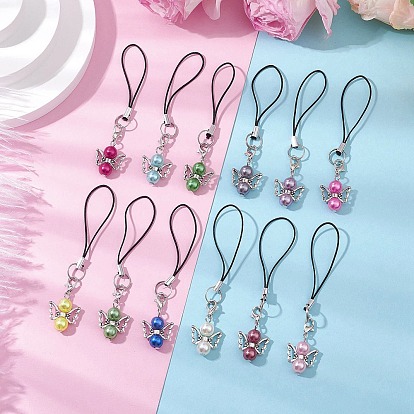 Сплав акриловый искусственный жемчуг нейлоновый шнур мобильные ремни, ангел