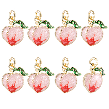 8шт. латунные эмалированные персиковые подвески, стойки покрытие, долговечный, без кадмия и без свинца, с целью перехода в кольце